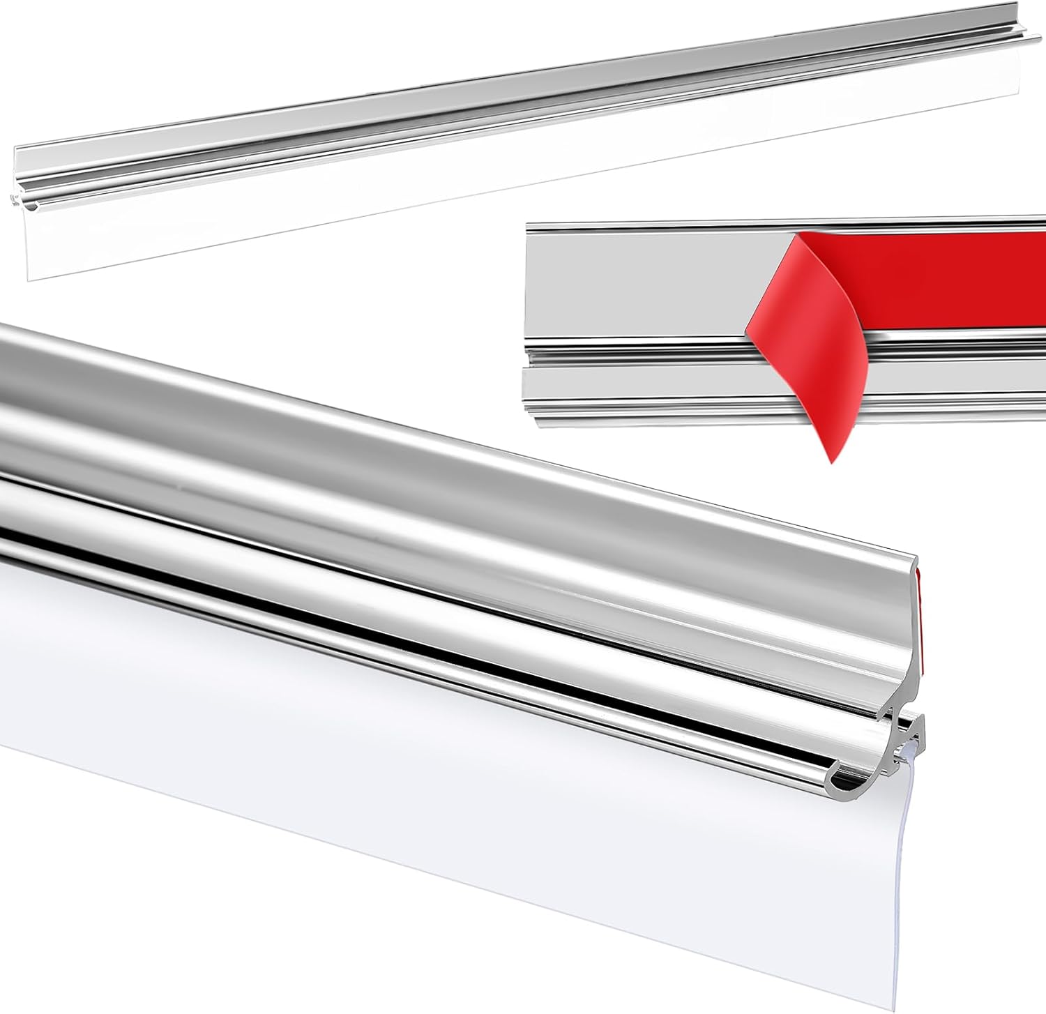 25" Chrome Framed Shower Door Replacement Drip Rail with Shower Door Bottom Sweep and 2 Applied Mounting Tape (25inch)