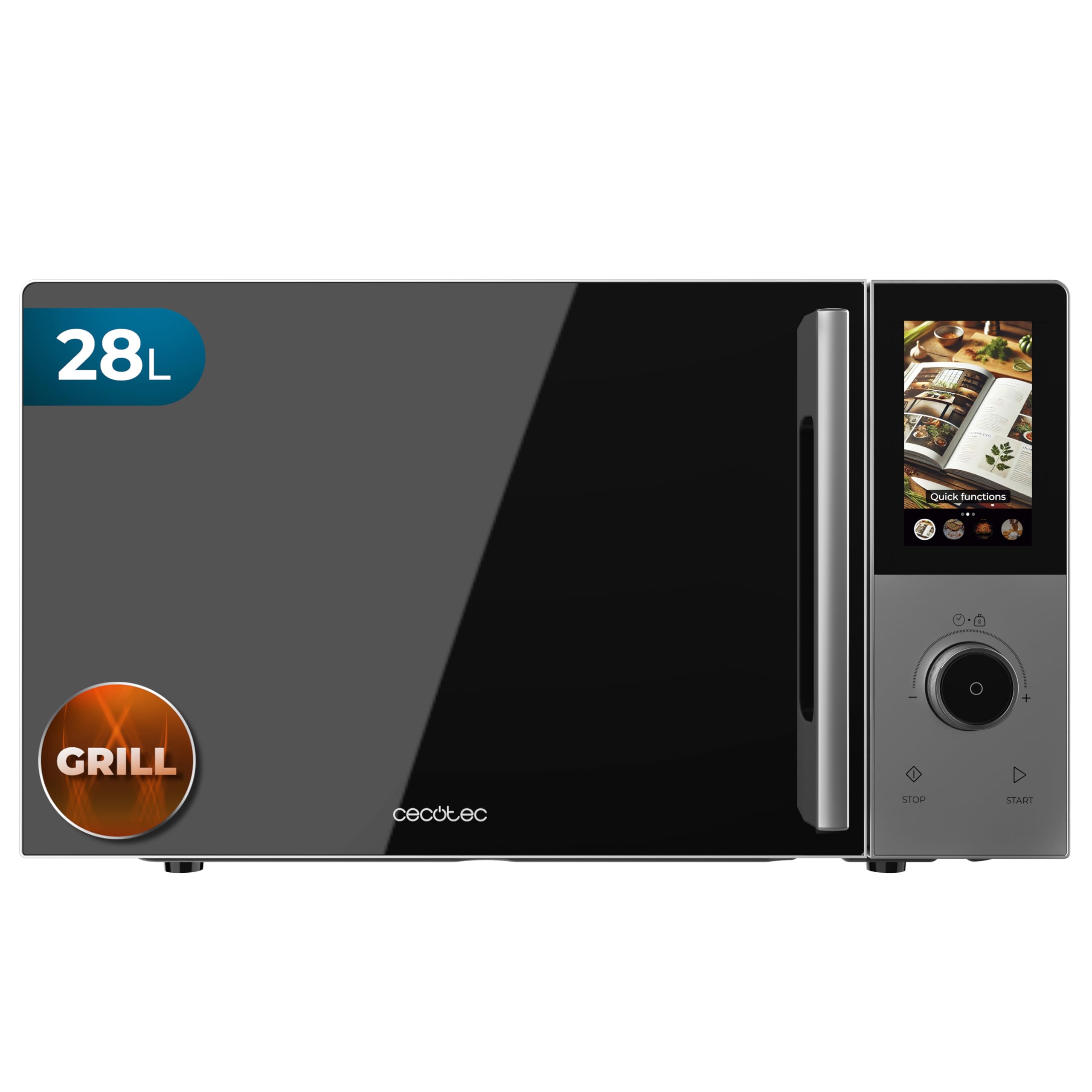 Cecotec Microondas Digital, Táctil, Convección y Grill 28L Convection 2800 Touch. 900W en 5 Niveles, Grill 1200W, Convección 2200W, 8 Programas, Plato 315mm, Temporizador y Señal de Finalización