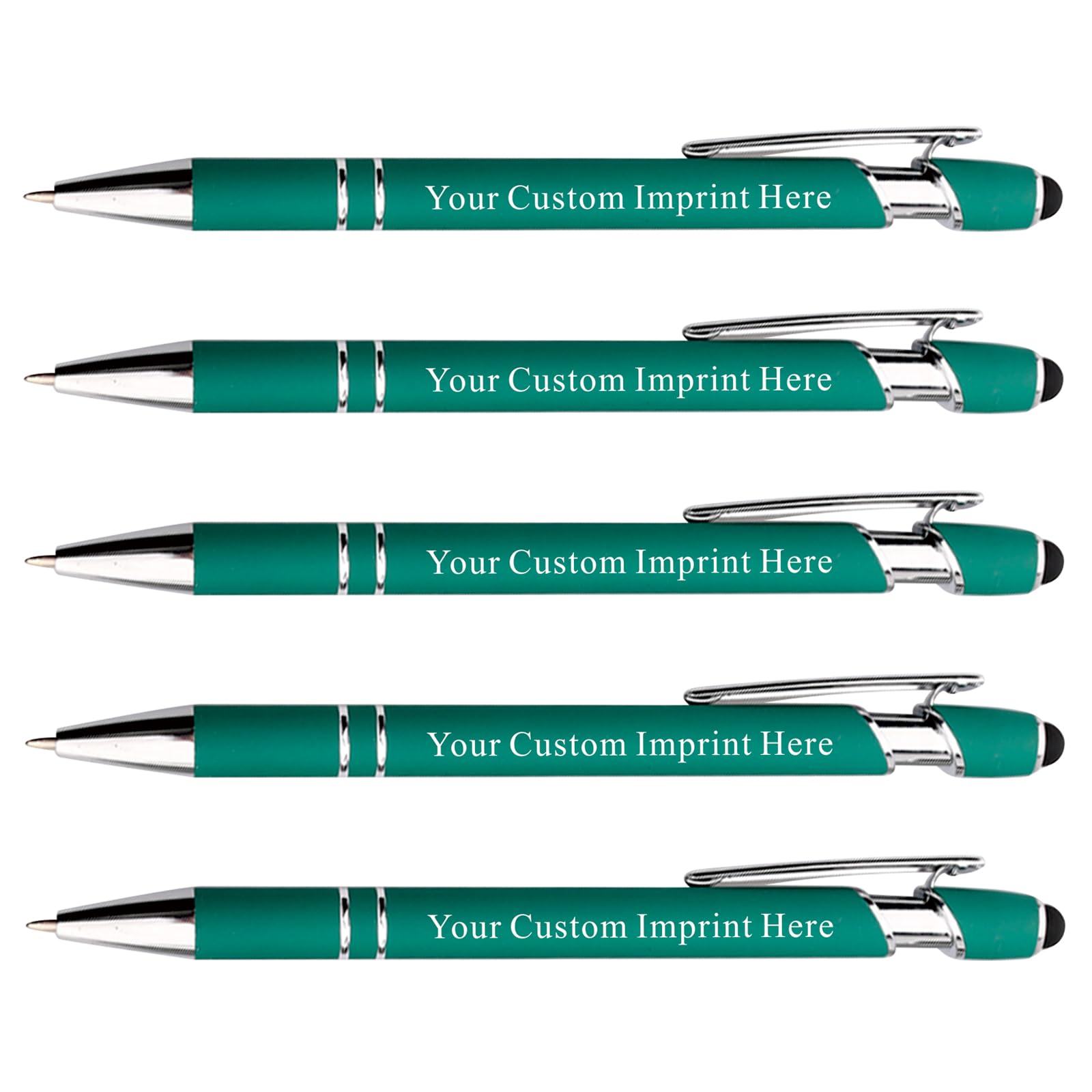 Schivity - Personalized Pens with Stylus - Custom Metallic Printed Name Pens with Black Ink - Business Advertising- Imprinted with Logo or Message (