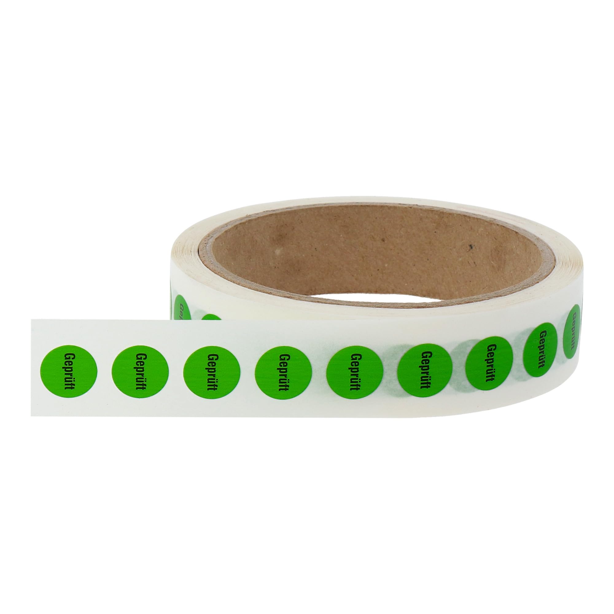 Labelident Qualitätssicherungsetiketten - Geprüft - Ø 12,5 mm - 1.000 QS-Etiketten auf Rolle, Polyester grün, selbstklebend