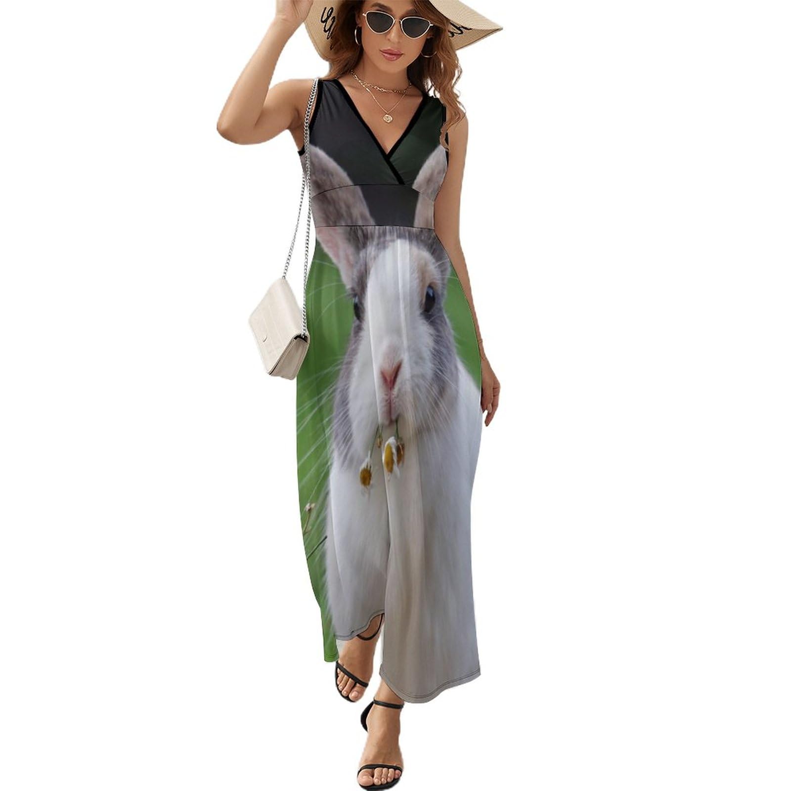 Robe longue d'été sans manches pour femmes | Maxi robe de plage col V - 8