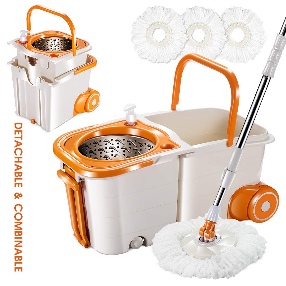 Buy Masthome Spin Mop and Bucket with Wringer Set, Self Cleaning Mops and Bucket System with 4