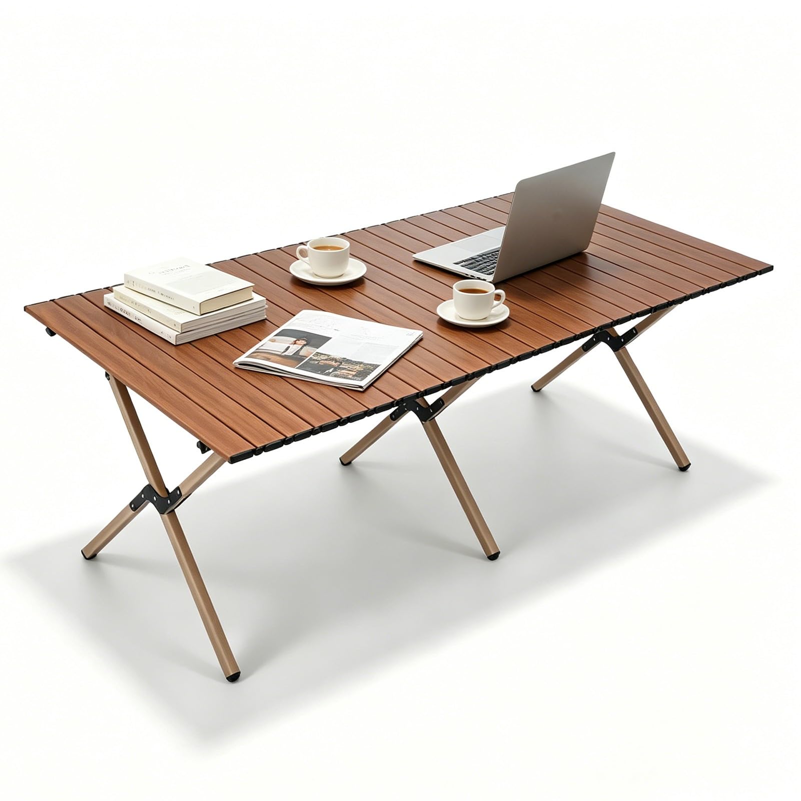Table camping pliante acier beige 60x60cm portable compacte