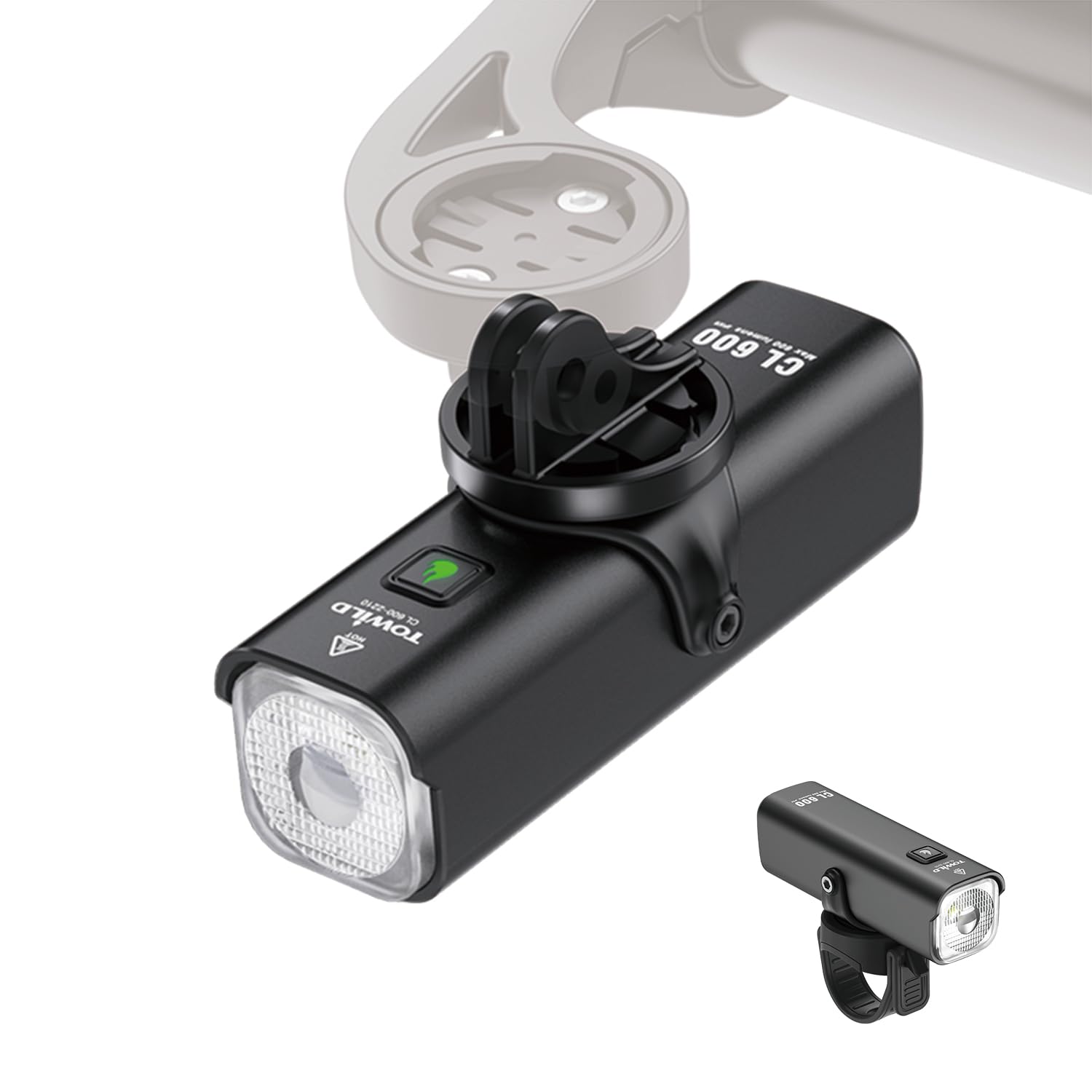 TOWILD Bike Lights for Night Riding,Compatible with Garmin/GoPro Mount,600 Lumen Bike Headlight,2000mAh Rechargeable Battery,Waterproof Bike Front Light for Commuter Cyclists-Fits All Bikes