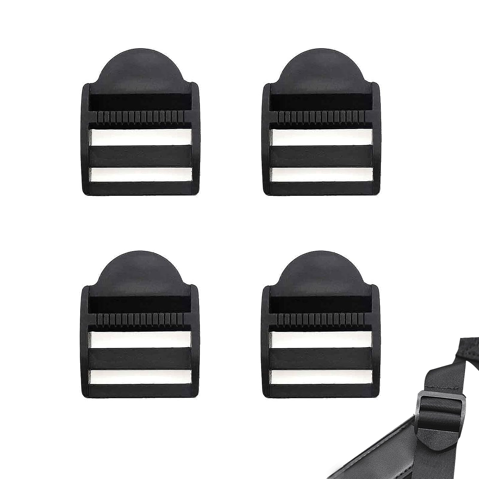 4 Pieces Buckles, Buckle Clip, Plastic Buckle Clips, Rucksack Clips, Plastic Ladderlock Slider Buckles, for Backpack, Webbing, Straps, Bags (Black)