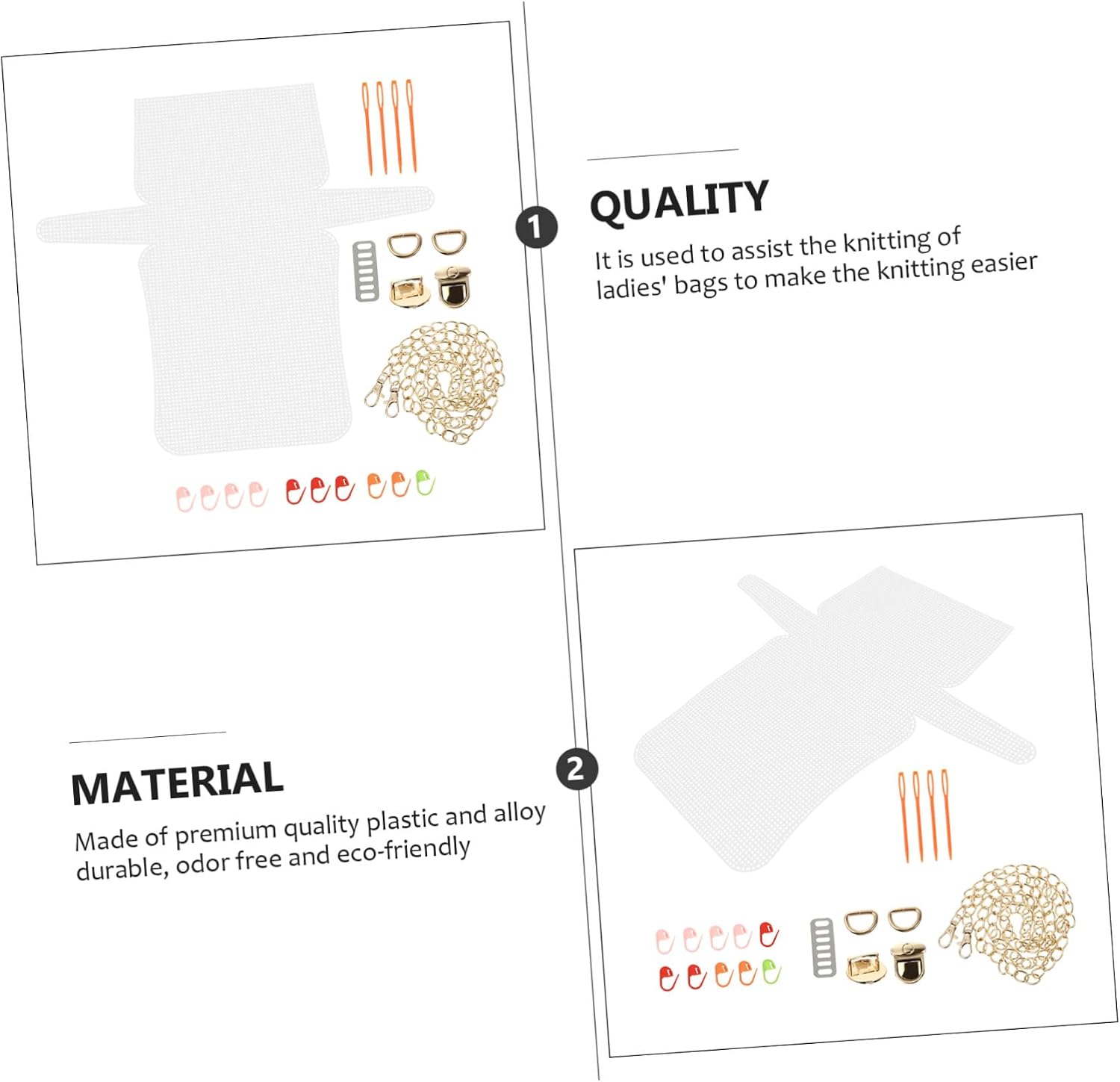 ULDIGI 1 Set Messenger Hand Embroidery kit Bag Making Alloy Handmade Materials Plastic Dishes Wallet Crossbody Bag Board Supplies Grid Sheet Handbag Round Grating Plastic Cross image 3