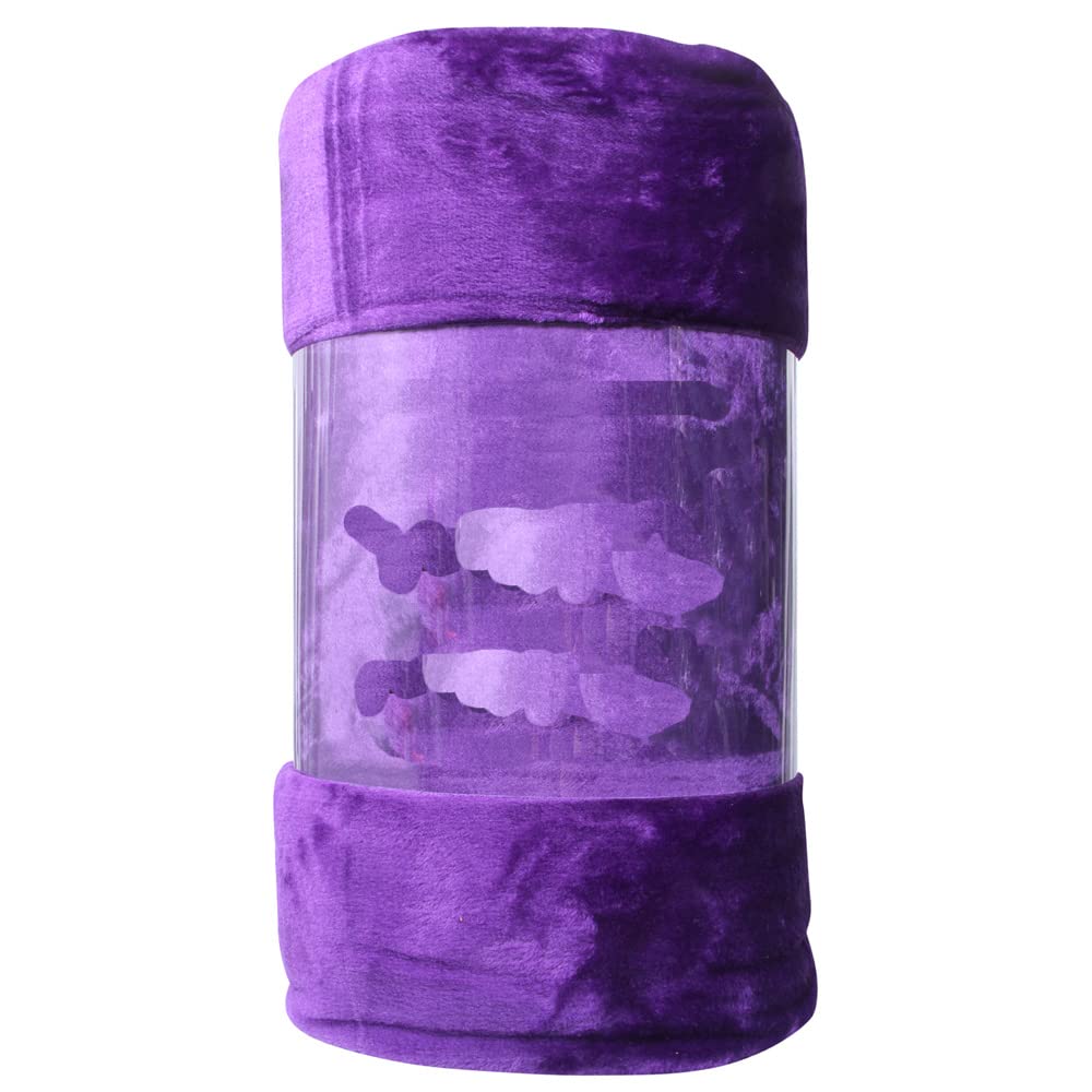 De Lavish Faux Fur Mink Flannel Fleece Throw Blanket Over Bed Large Bedspread Sofa Sette Couch Cuddly Cosy Soft King Size, Purple