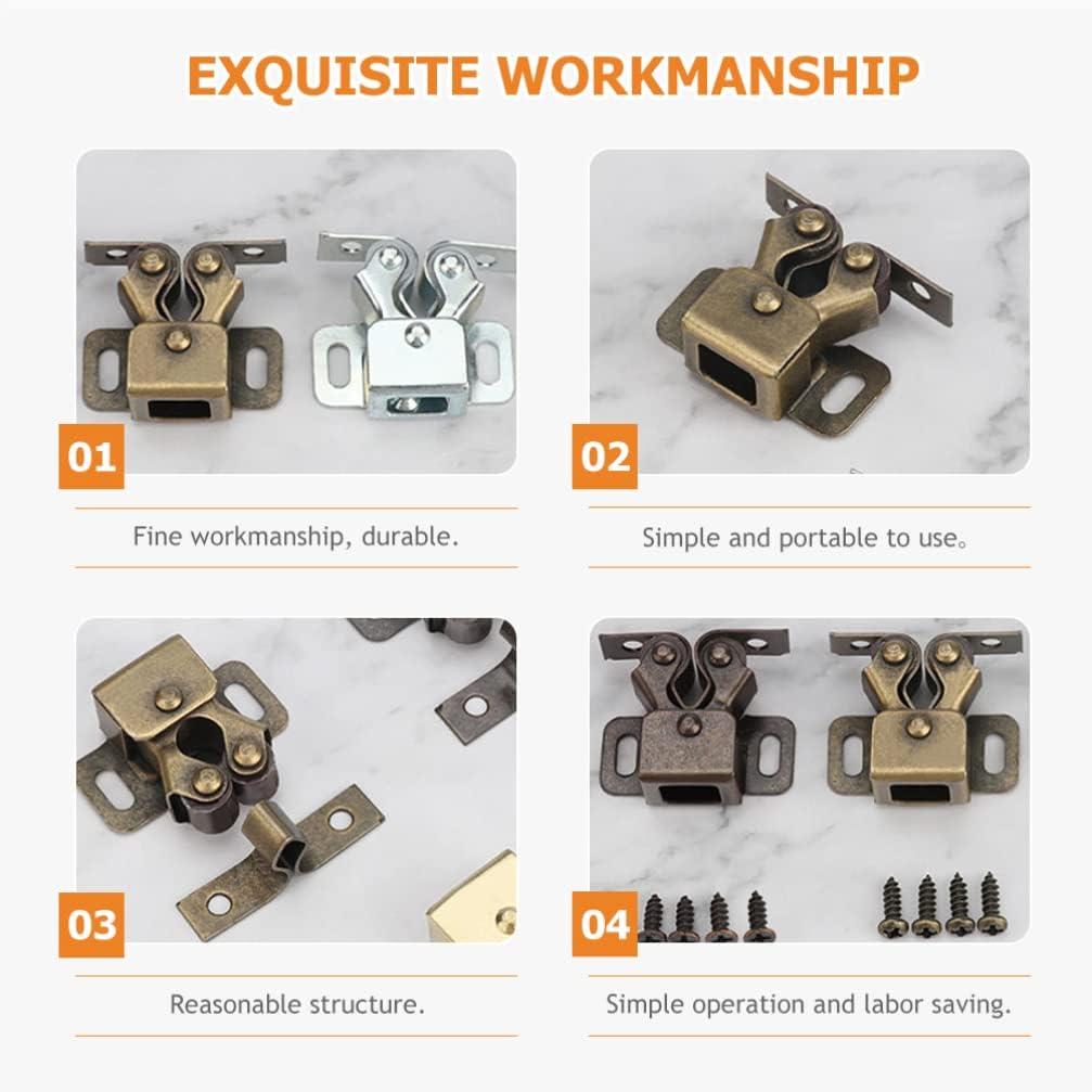 20pcs Cabinet Door Catch RV Double Roller Golden Latch(Gold)