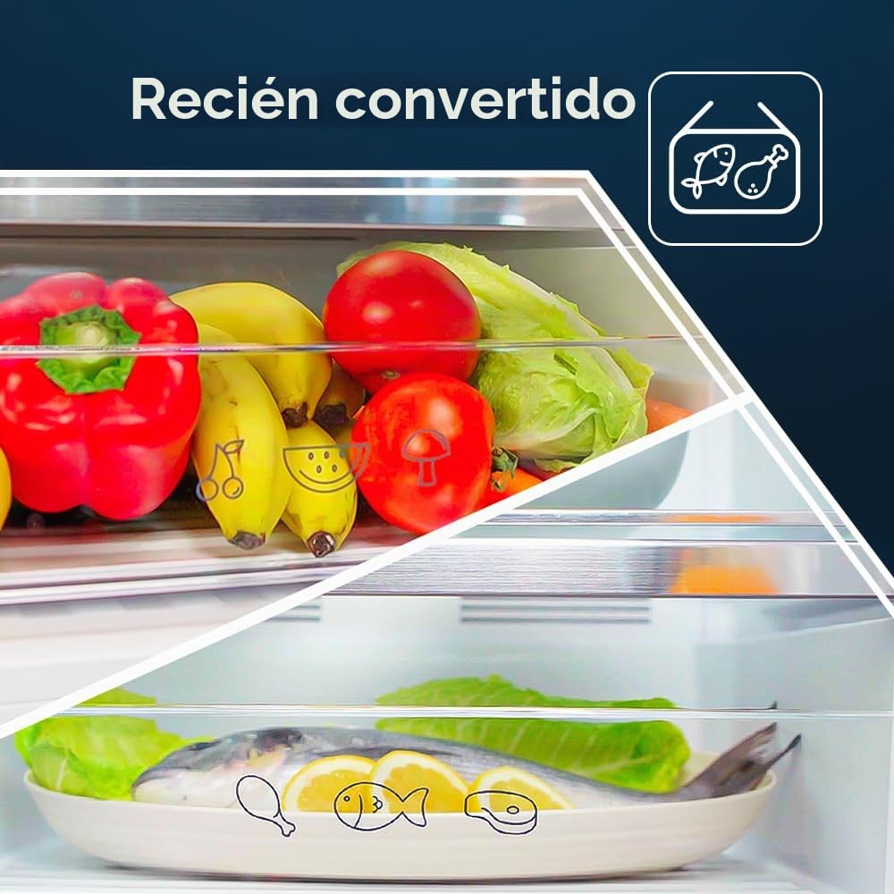 HYUNDAI Frigorífico Combinado Inox 2 Puertas. HC2700ENFIX, Capacidad 495 Litros, No Frost, Multi Air Flow, 39 dB, Puerta Reversible, Apertura con Tirador, Clasificación Energética E