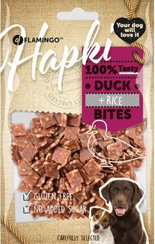 Flamingo Leckerli Hund – Hapki Stückchen mit Ente & Reis – 85g – glutenfrei – oh