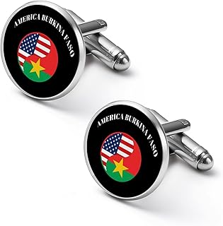 America Balance Burkina Faso Faso's Flag Round Cufflink Set 1 Pair Stainless Steel Cufflinks Shirt for Men Business Wedding