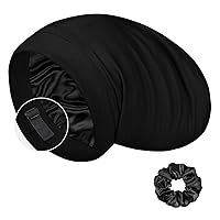 Vista 14 de LULUSILK Gorro de seda de morera para mujeres durmientes, gorro de dormir de seda real para cabello rizado y trenzas, envoltura de seda pura