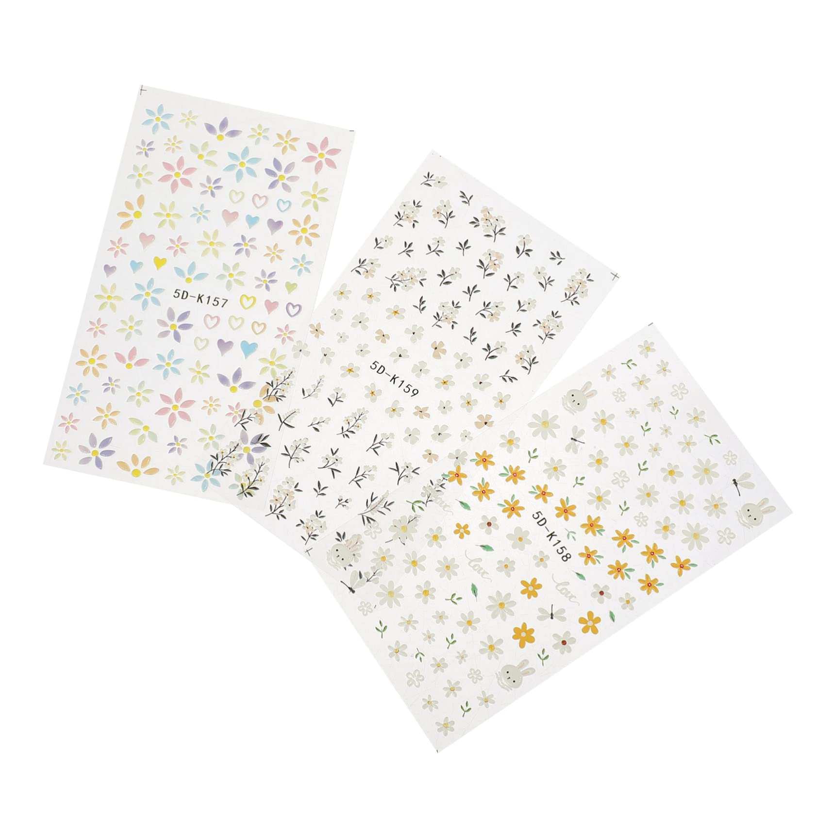 VICASKY 4 set di adesivi per unghie 5D in rilievo, per manicure, per unghie, 3 pezzi x 4