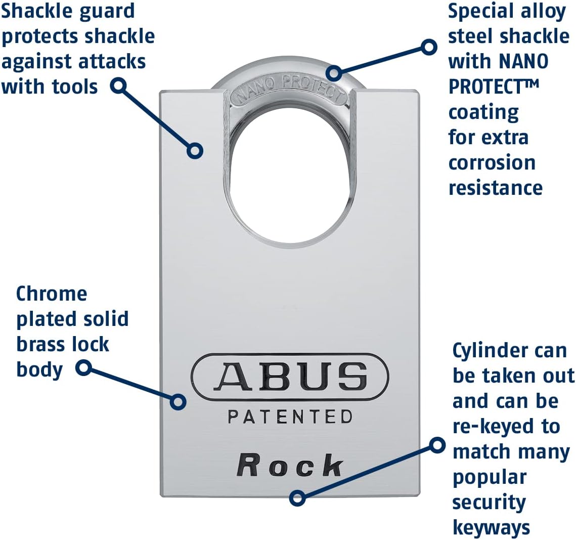 ABUS 83CS/55-300 Schlage Rekeyable Chrome Plated Brass Padlock, Zero Bitted Silver 1 image 4 of 5 B009S5Y69E