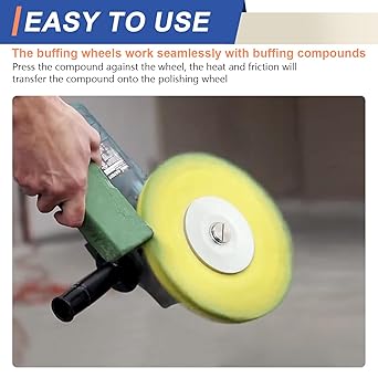 10 16 Plys White Airway Buffing Wheel, 5/8'' Arbor Hole, Medium Cut for Angle Grinder, High-Efficiency for Aluminum, Stainless Steel & Chrome 1 pcs
