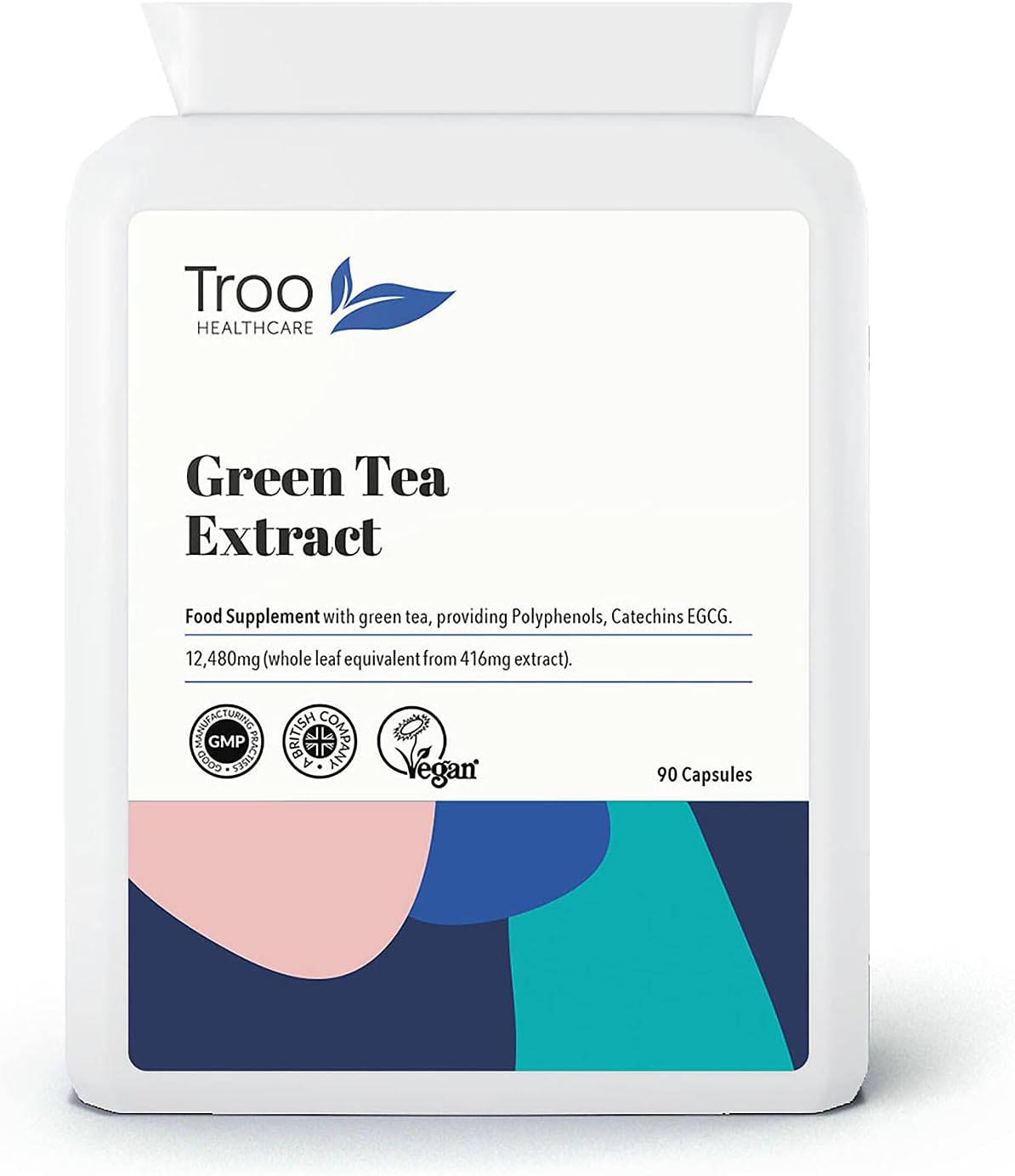 Troo Health Care Green Tea Extract Supplement (12,480mg) - 90 Capsules - Providing Polyphenols, Catechins and EGCG - UK Manufactured to GMP Standards