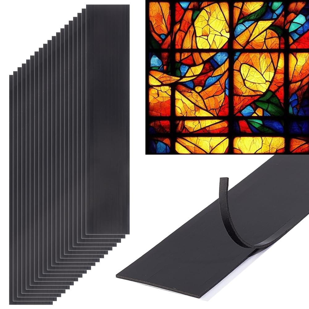 OLYCRAFT Líneas de plomo de silicona para vidrieras, 48 m, para vidrieras, 3 mm de ancho, negro, para vasos de galería, líneas de plomo, pegatinas para pintar superficies de ventanas, manualidades