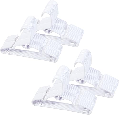 VIIBASE Percheros de plástico apilables para bebé, 100 blancos, ranuras para hombros antideslizantes, ideales para lavandería y guardería, 11.5