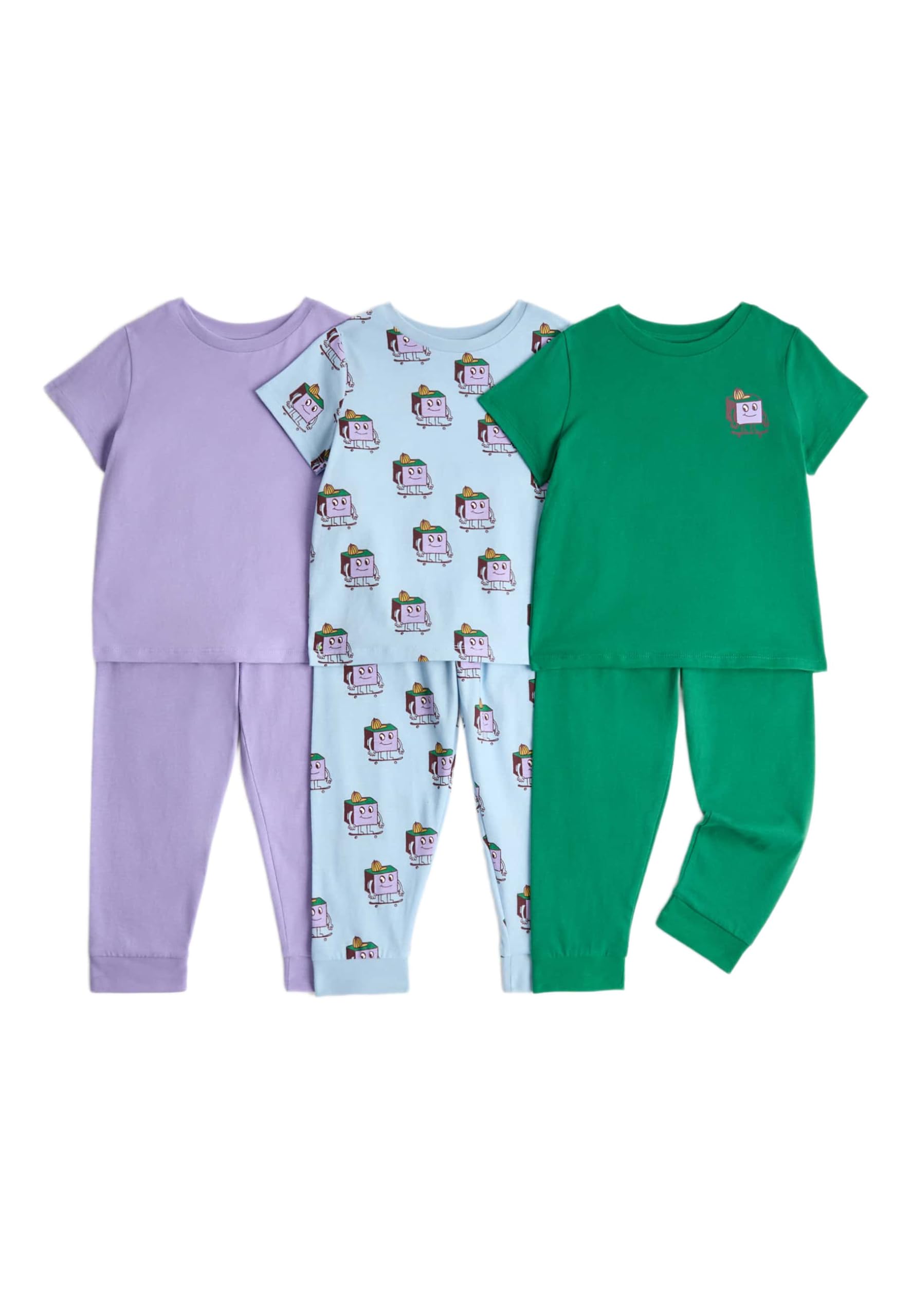 Marks & Spencer Kinder Unisex Reine Baumwolle Schlafanzug 3er-Pack Regular