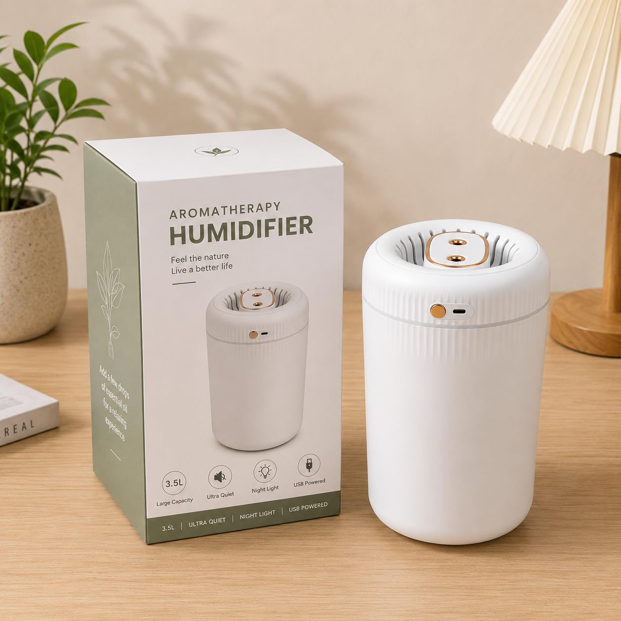 Humidifier for Bedroom and Office, 3.5 Litre, Dual Spray Nozzle with Rainbow LED Light and Auto Shut-Off, White, USB Powered-image-35