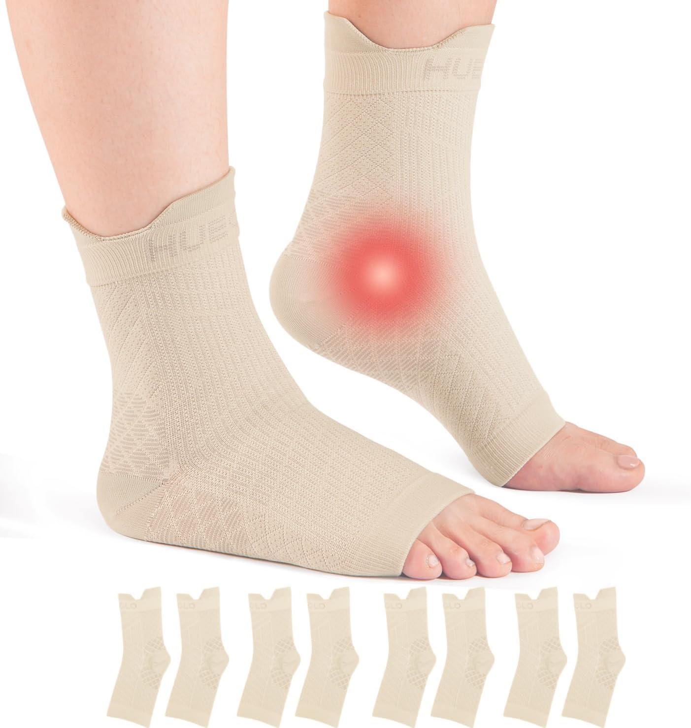 HUEGLO 4Paar Kompressionssocken Fussbandagen Sprunggelenkbandage | Neuropathie Orthopädische Knöchelbandage Achillessehne Bandage Plantarfasziitis Socken Damen Herren für Sport