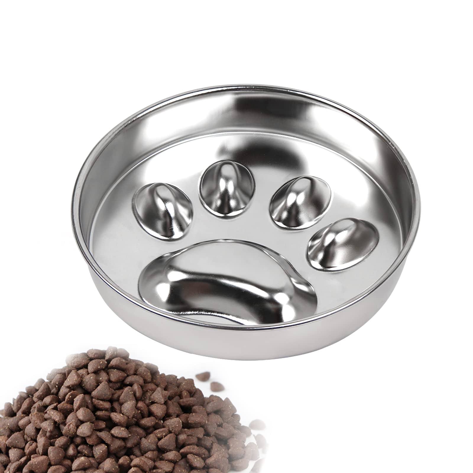 Porssaut Cuenco de alimentación Lenta de 20 onzas, Cuenco de Perro con Estampado de Huellas de Acero Inoxidable para Cachorros de Comida Lenta