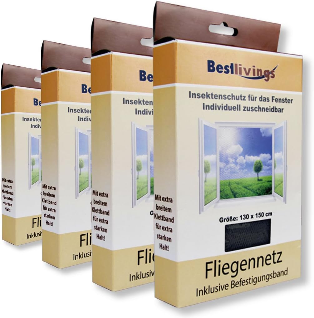 Fliegennetz 4er Pack Insektenschutz Fenster Fliegengitter