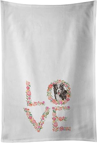 Carolines Treasures WDK4695WTKT Border Collie 4 Love White - Juego de 2 toallas de cocina 19 x 25 pulgadas multicolor