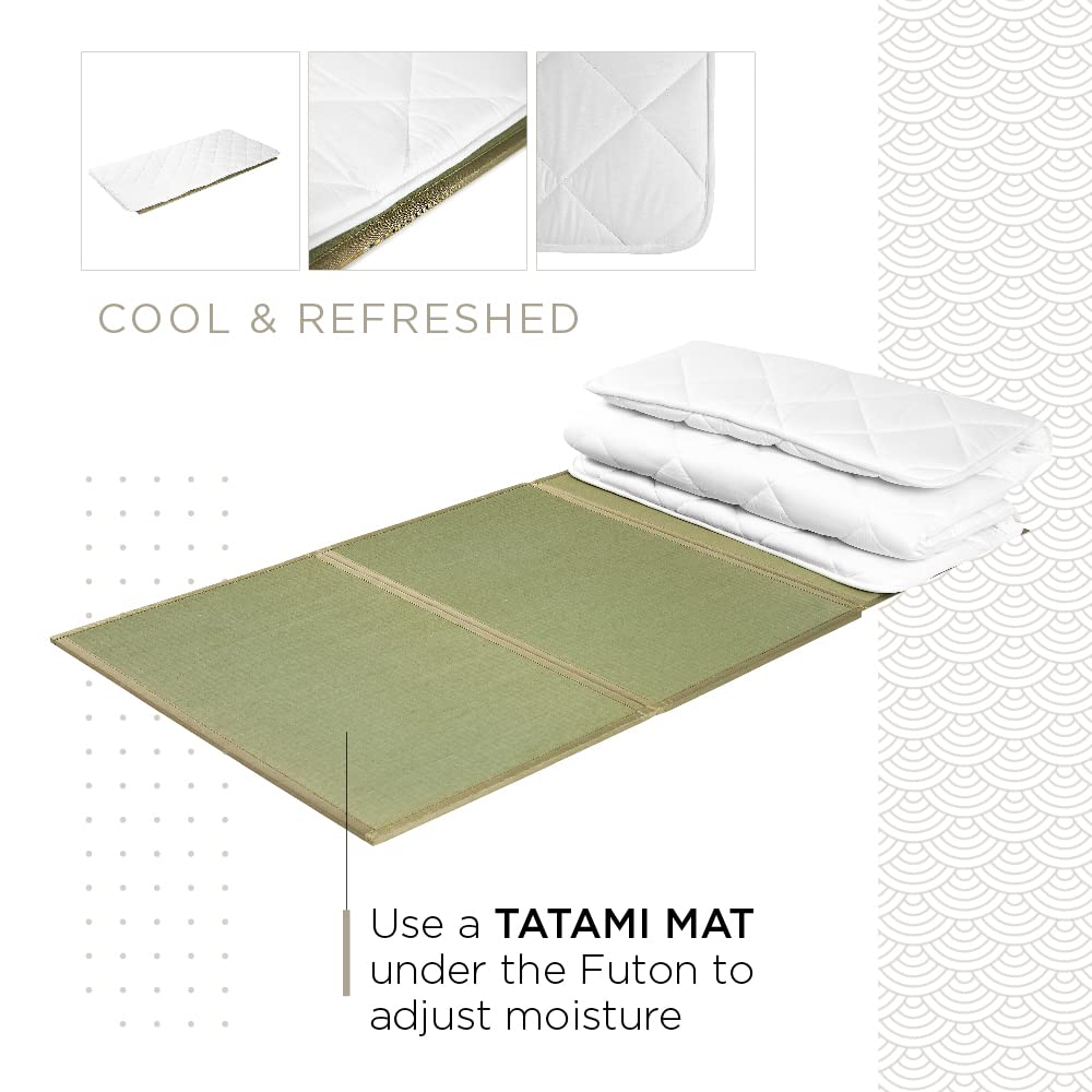 Tradizionale Futon Giapponese (Shikibuton Futon Pieghevole) - Cappotto 100% Cotone - Motivo a Rombi di Alta Qualità (Twin 100 x 210 cm)