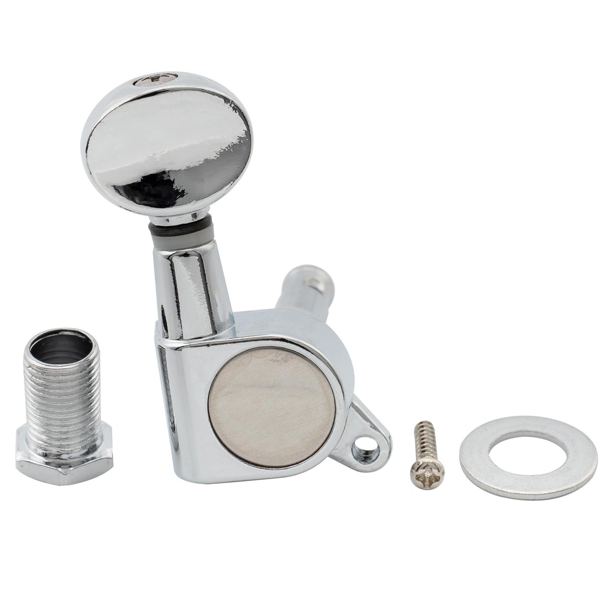 Musiclily Set di Meccaniche in Linea L6 per Chitarra Elettrica tipo Strat Tele, Kidney Button Cromato