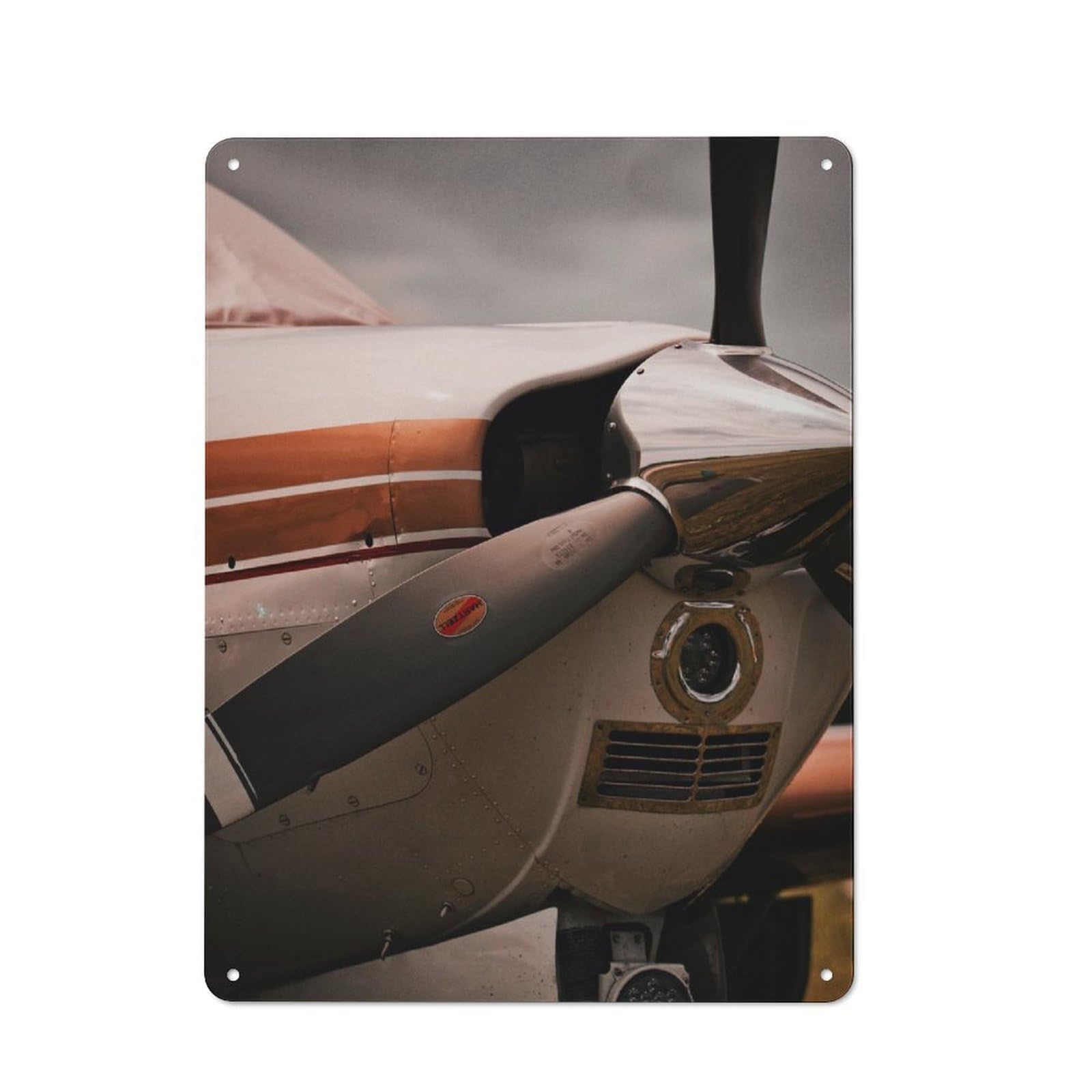 Junmoney Airplane Motor Propeller Retro Metal Wall Plaque 40X30cm, Nostalgic Wall Art For Living Room, Hallway, Kitchen Or Cafe