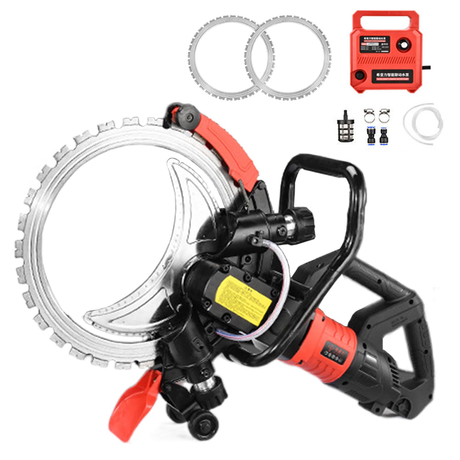 Sega per Cemento da 410 mm - Motore da 8980/9500 W, incl. 2 Lame diamantate per muratura, Linea dell'Acqua e Pompa, profondità di Taglio 300 mm, Utensili per Il Taglio del Cemento,9500W