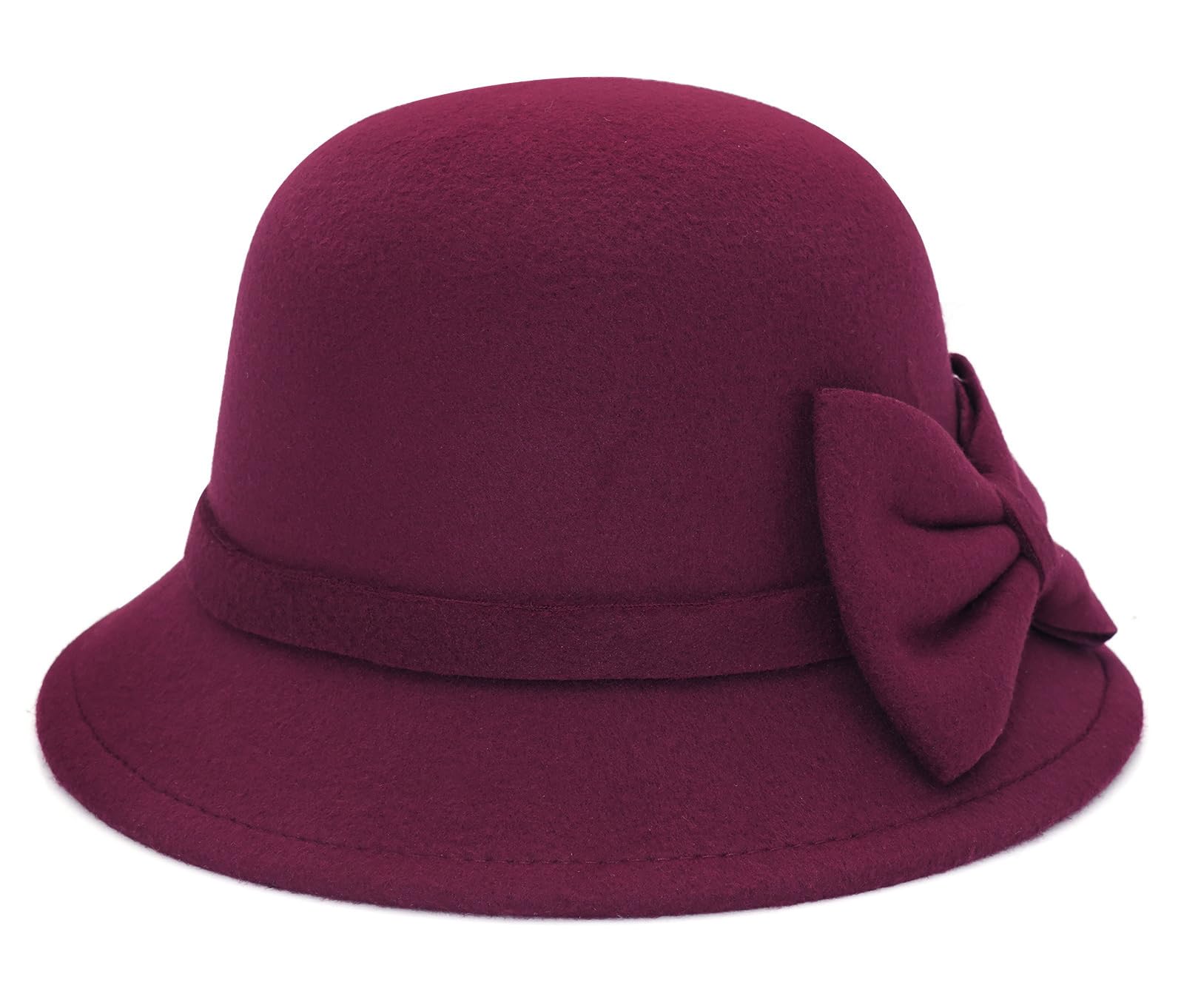Sombrero de fieltro para mujer, sombrero de bolos con lazo, sombrero de pescador, estilo vintage de los años 20, sombreros Derby para iglesia