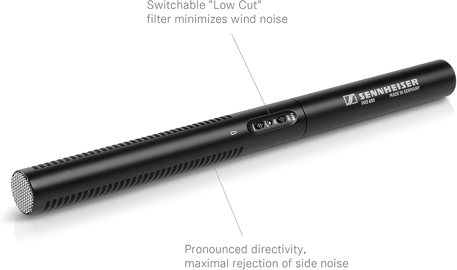 Sennheiser Professional MKE 600 Shotgun Microphone with XLR-3 to 3.5mm Connector for Video Camera/Camcorder : Electronics