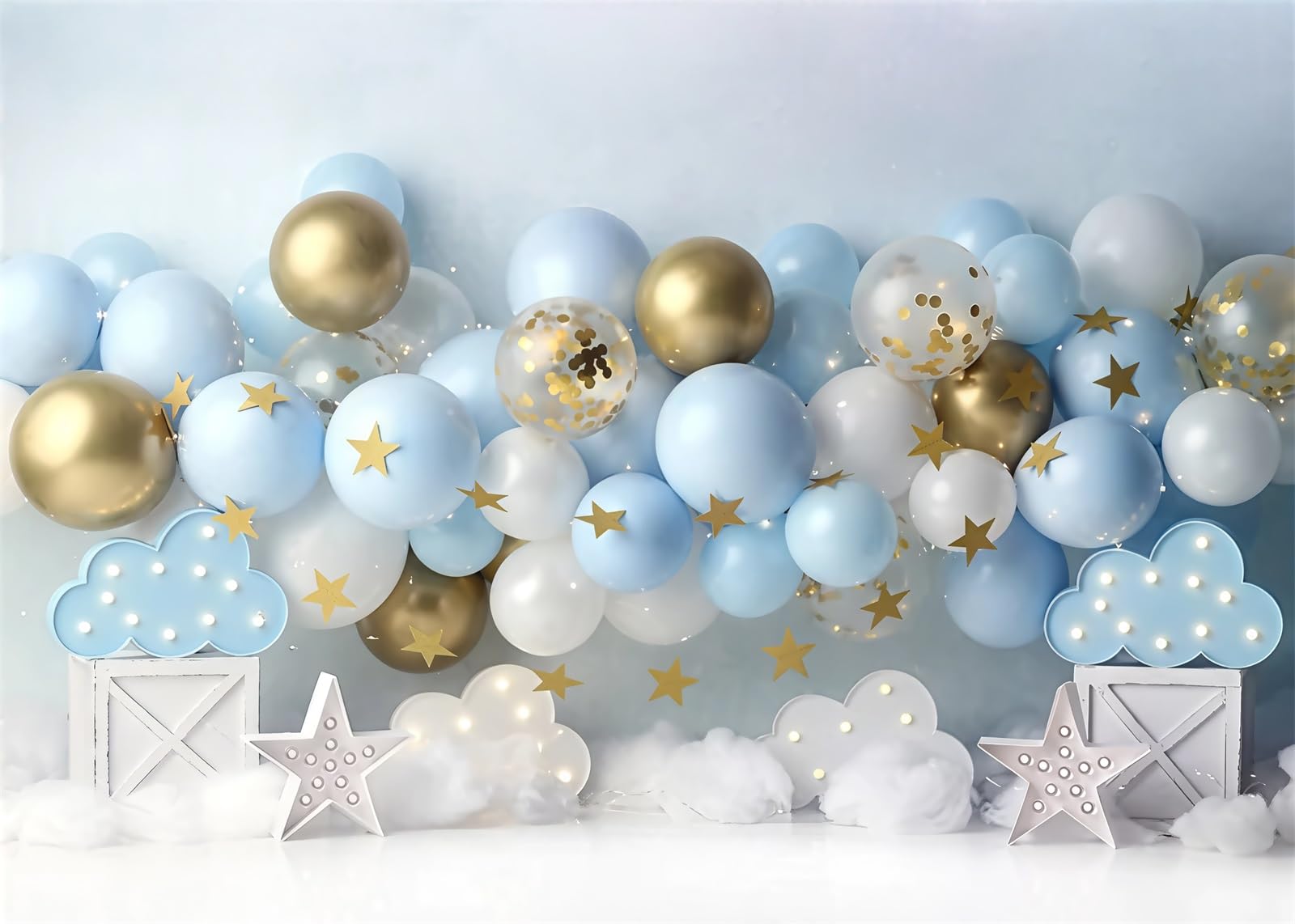 Fmarui Happy Birthday Banner 5x3ft Cake Smash Photography Backdrop 1st Birthday Party Decorations for Boy Girl First Birthday Party Supplies Photo