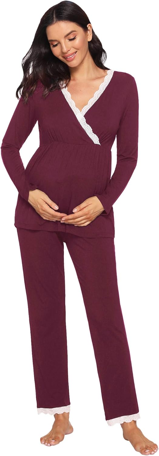 Latuza Women's Maternity Pajama Pants Set Nursing Loungewear at  Women’s Clothing store