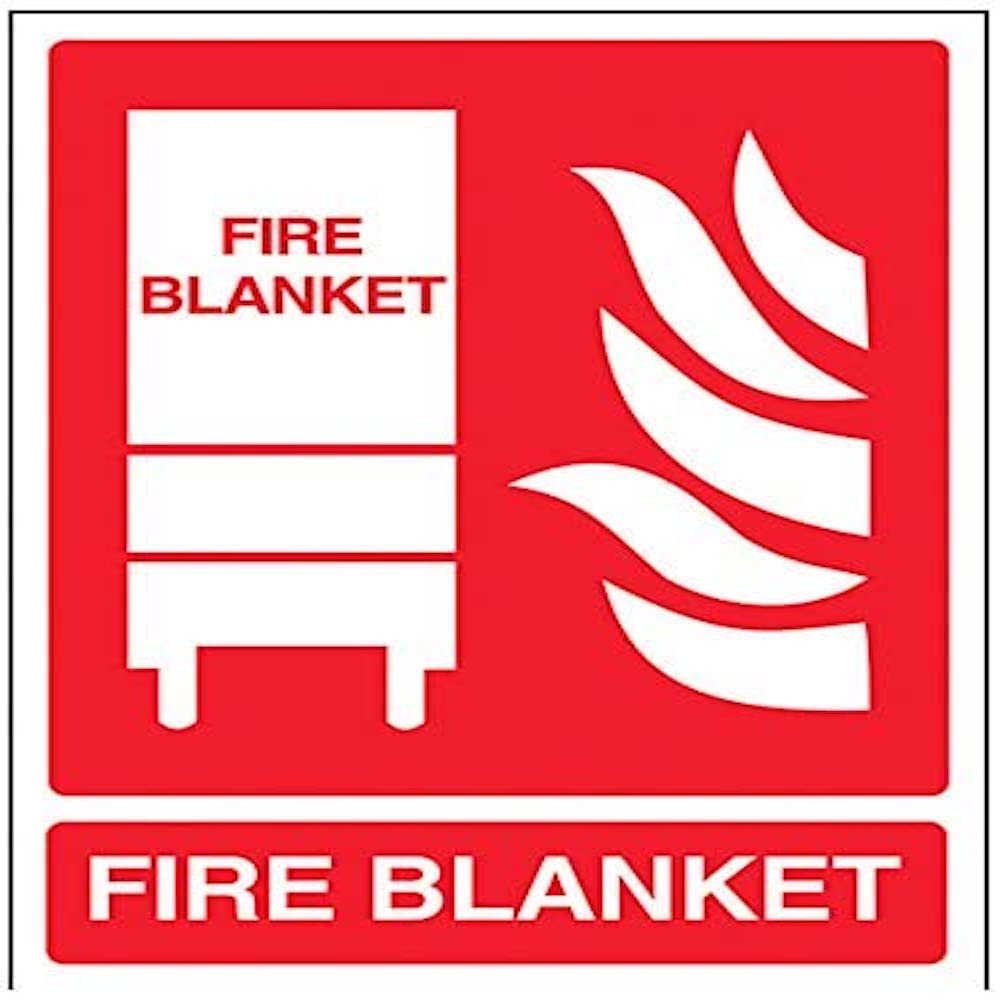 V Safety Fire Blanket Sign - 150mm x 200mm - 1mm Rigid Plastic