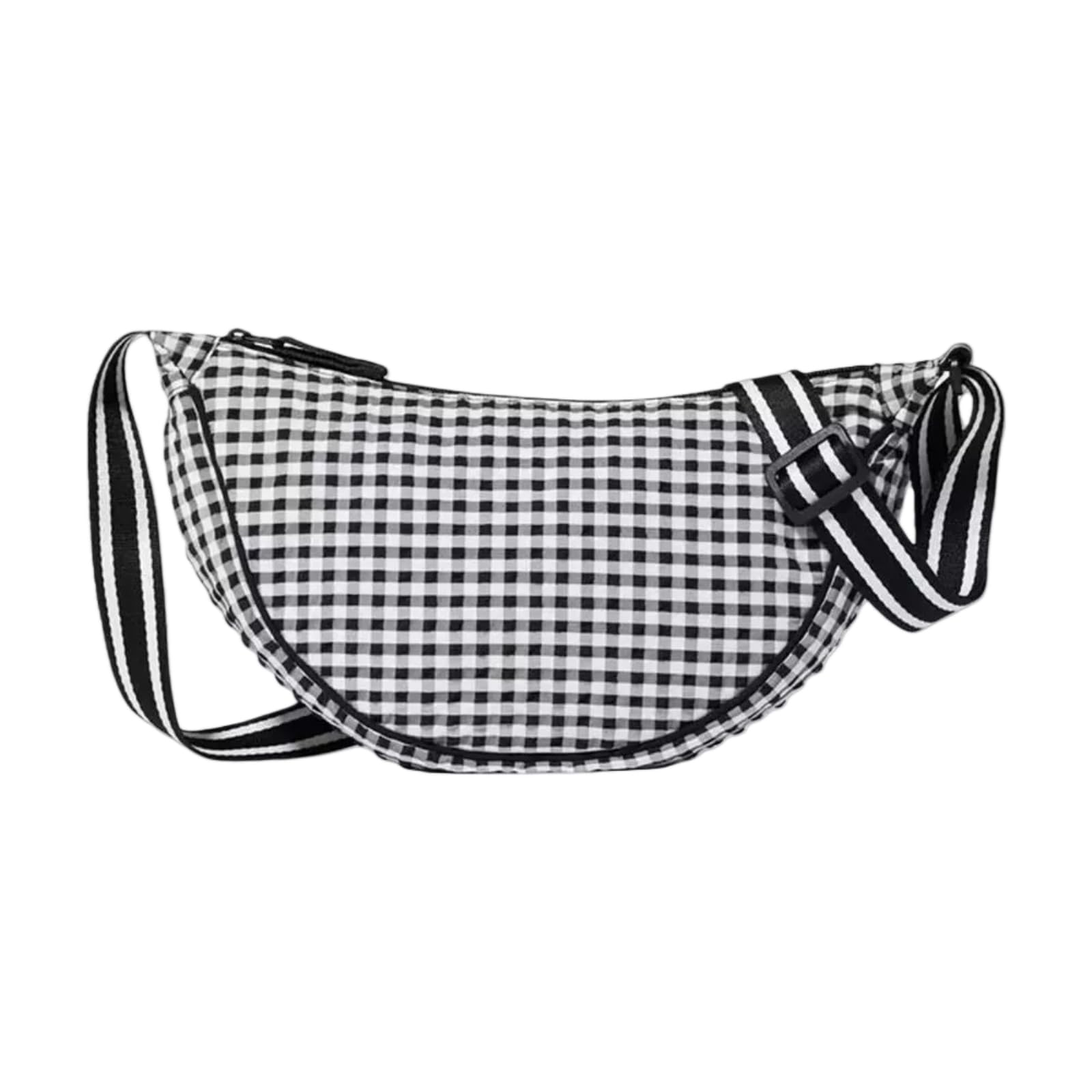 XYNM Crossbody Bag Women's Versatile Gingham Nylon Simple Design Adjustable Strap Underarm Travel Hobo Handbag-black