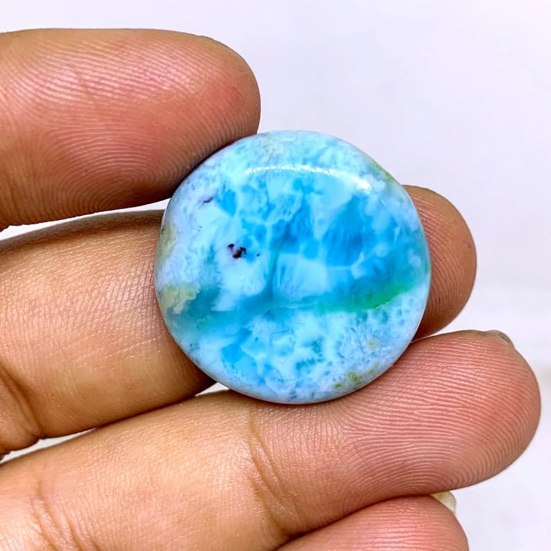 Larimar naturel rond 24mm cabochon bleu pour creation de bijoux - 2