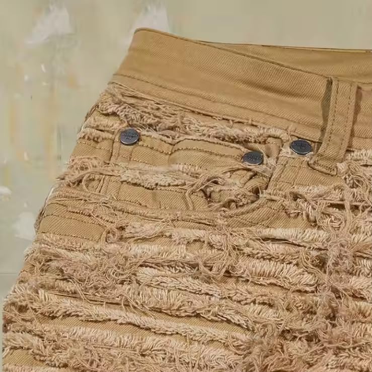 Men's Loose Waist Denim Jeans with Frayed Edges Casual Hip-hop Men's Jeans3