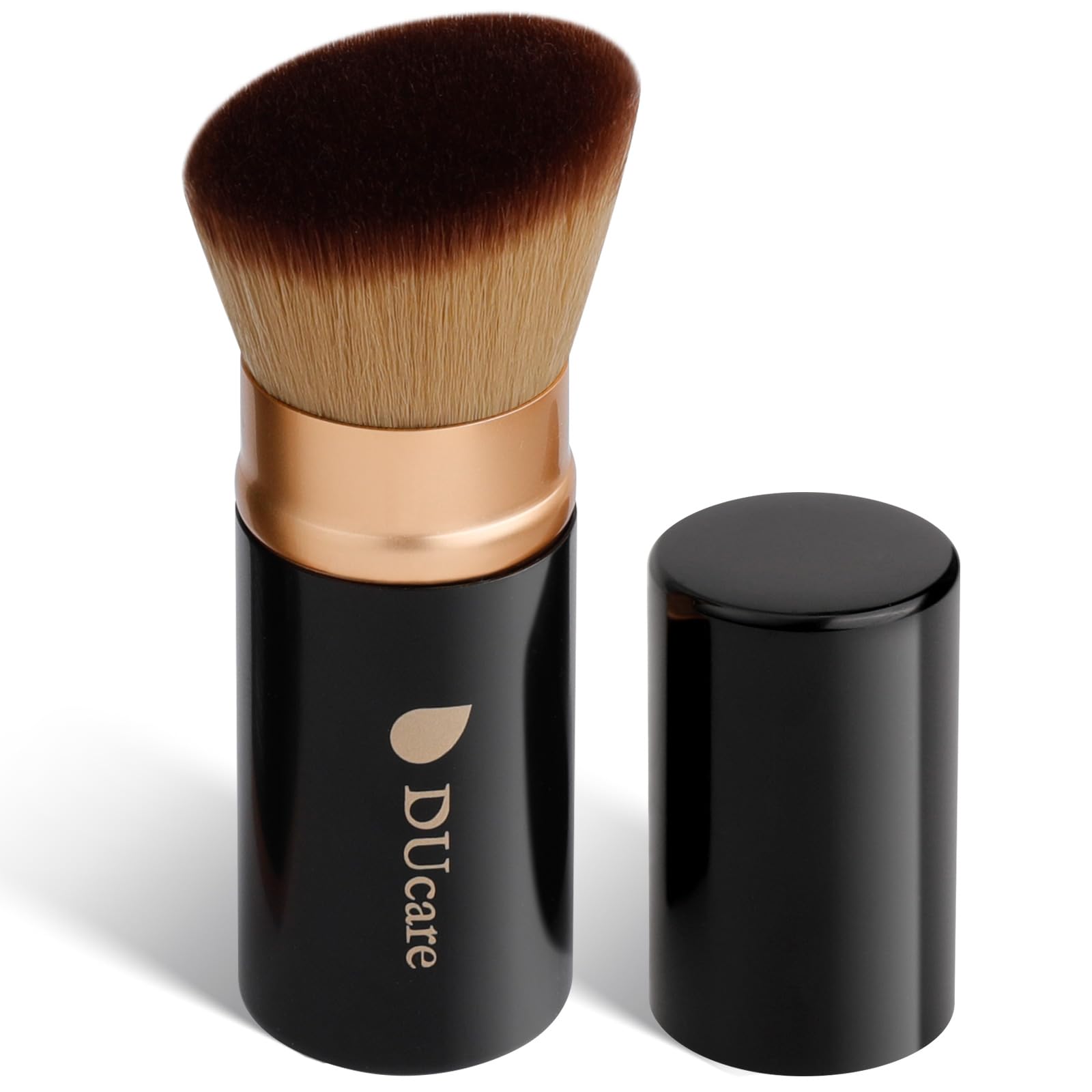 DUcare DS024 Foundation Brush, Slide Type, Cosmetic Brush, Face Brush, High Density Bristles, Compatible with All Foundations, Multi-Face Brush, Extendable Makeup Brush, Fluffy, : Beauty
