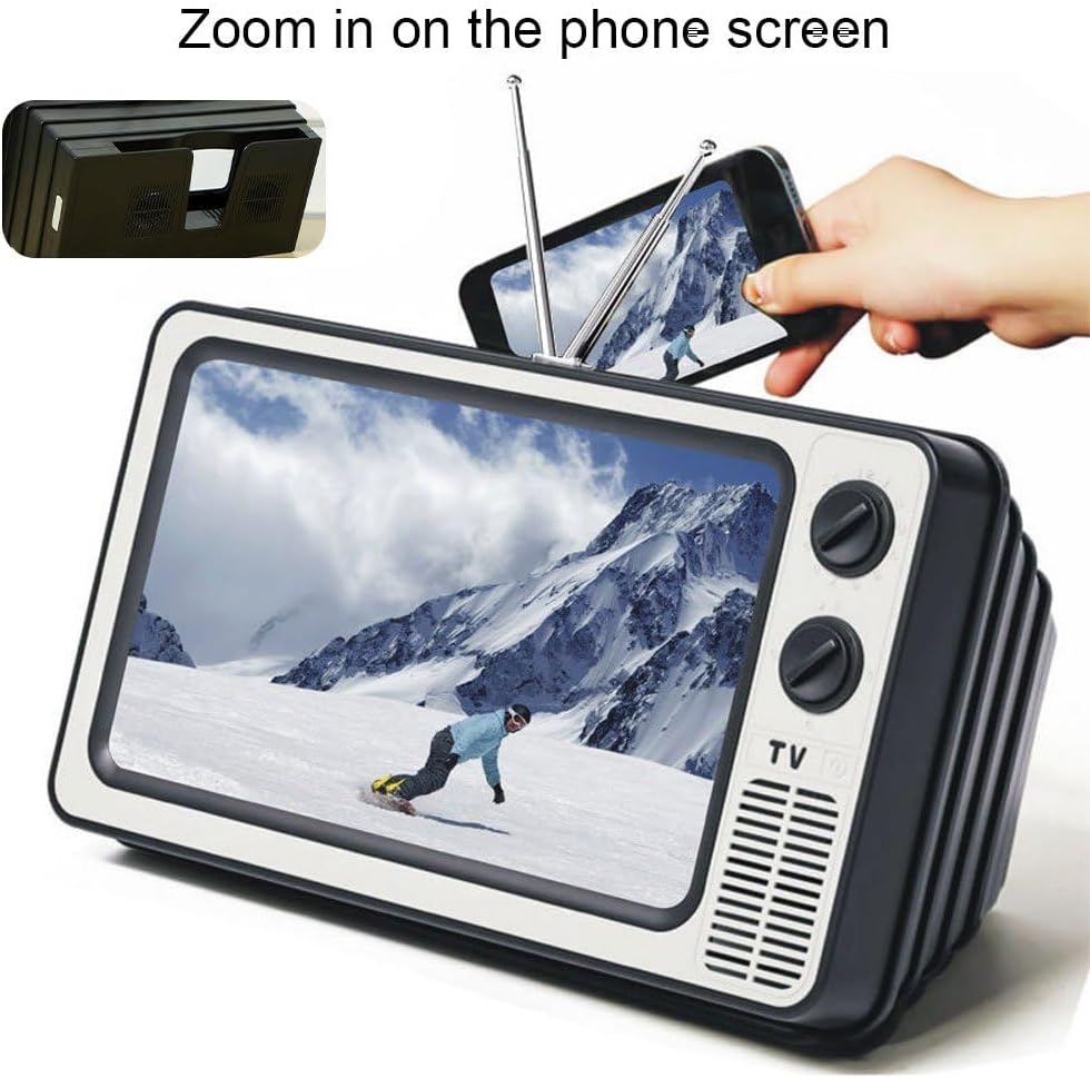 12 Inch Phone Screen Magnifier, Retro Amplifier Mobile Phone Enlarged Expand Stand Phone Holder Retro Video Amplifier Magnifier Box