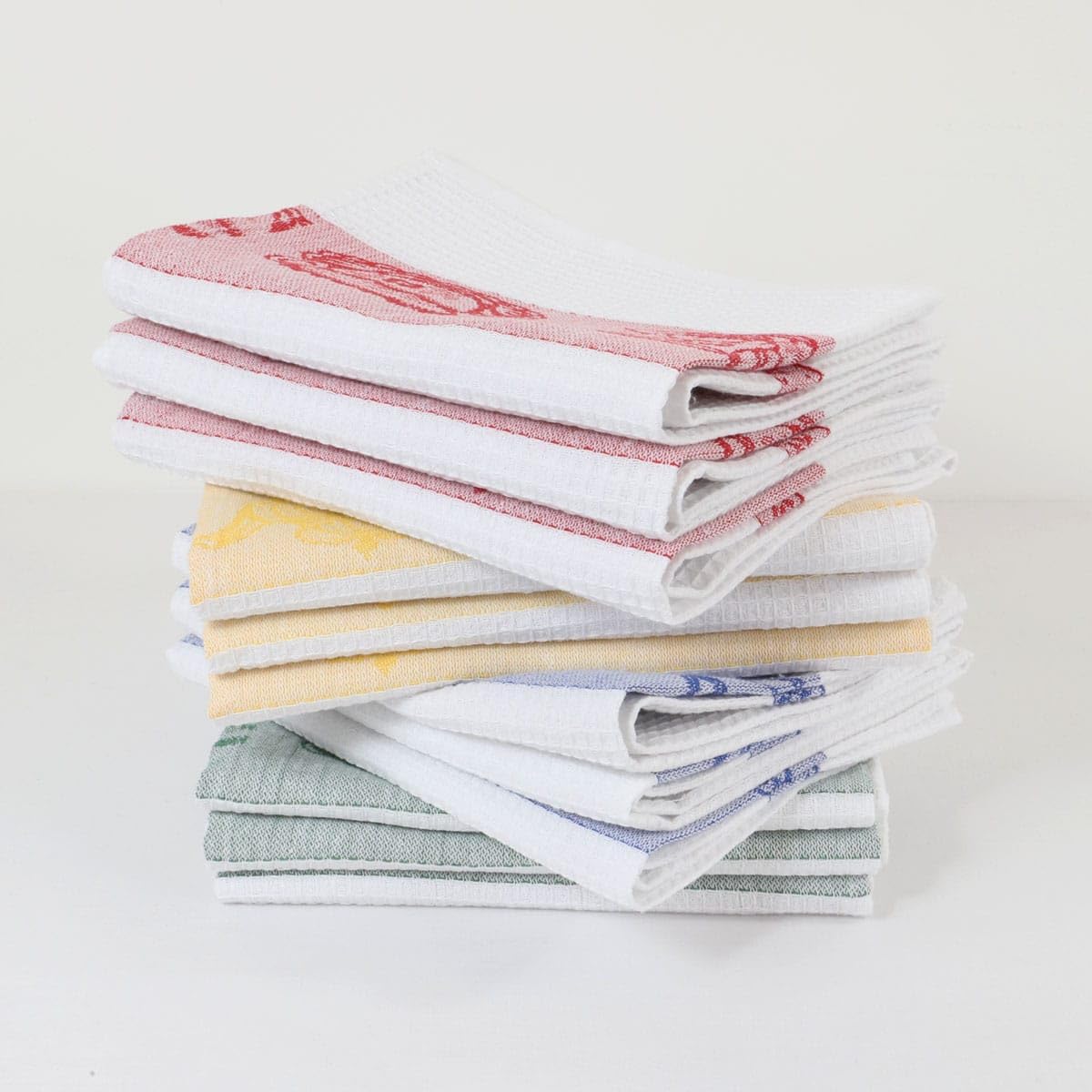 Set di 12 strofinacci in cotone a nido d'ape jacquard REBECCA – multicolore – 55 x 75 cm