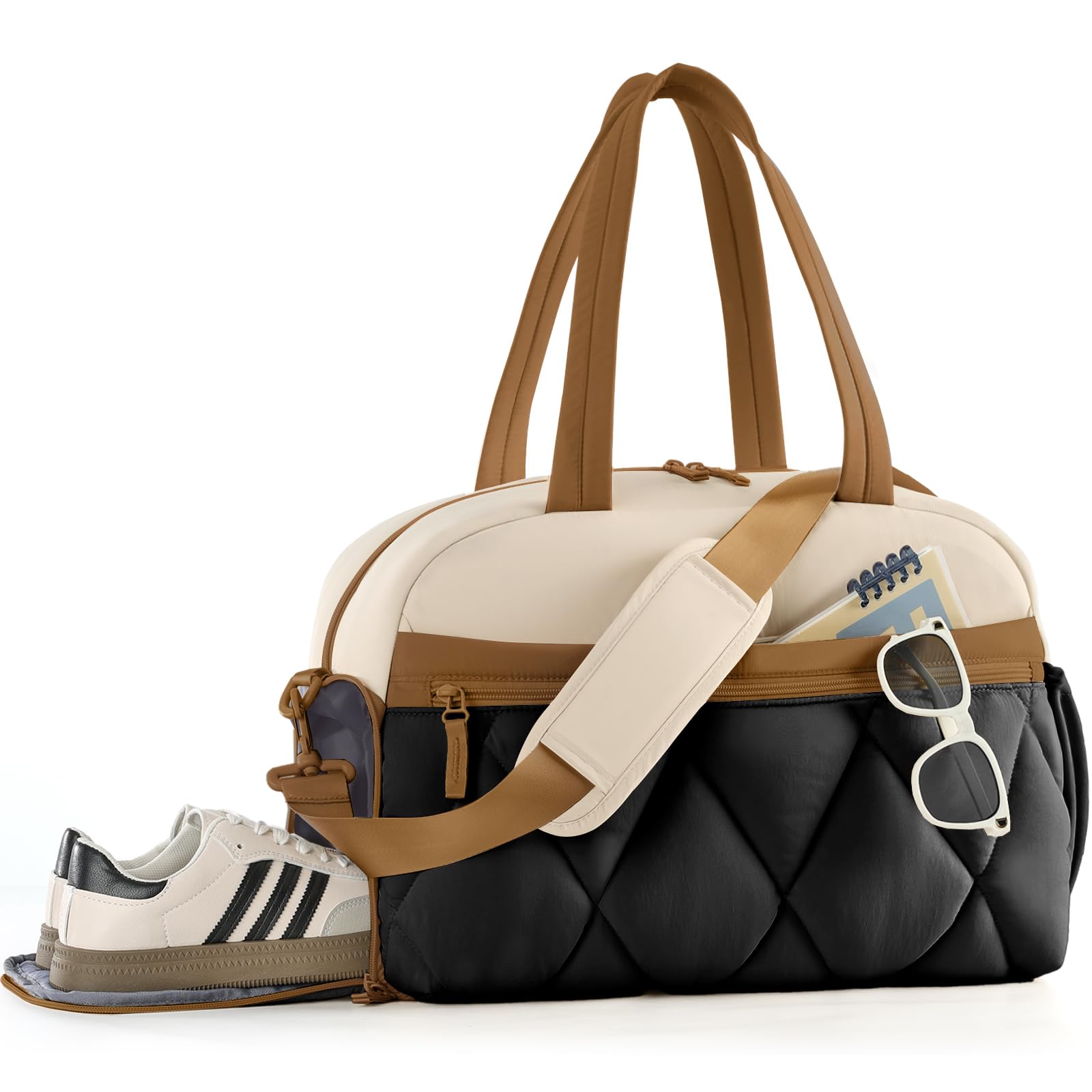 Lekespring Reisetasche Damen, Leicht Puffer Sporttasche mit Schuhfach Weekender Handgepäck Gym Bag Kliniktasche Geburt Krankenhaustasche, Travel Bag für Flugzeug Reise, Sauna