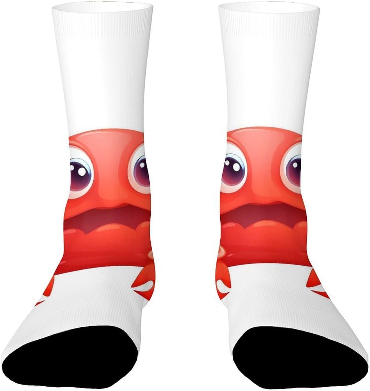 Moisture Wicking Socks, Breathable, Lightweight Crew Sock, Casual | Cute Red Crab Work Socks for Women Men, Elastic Soft Boot Socks for Travel, Seamless