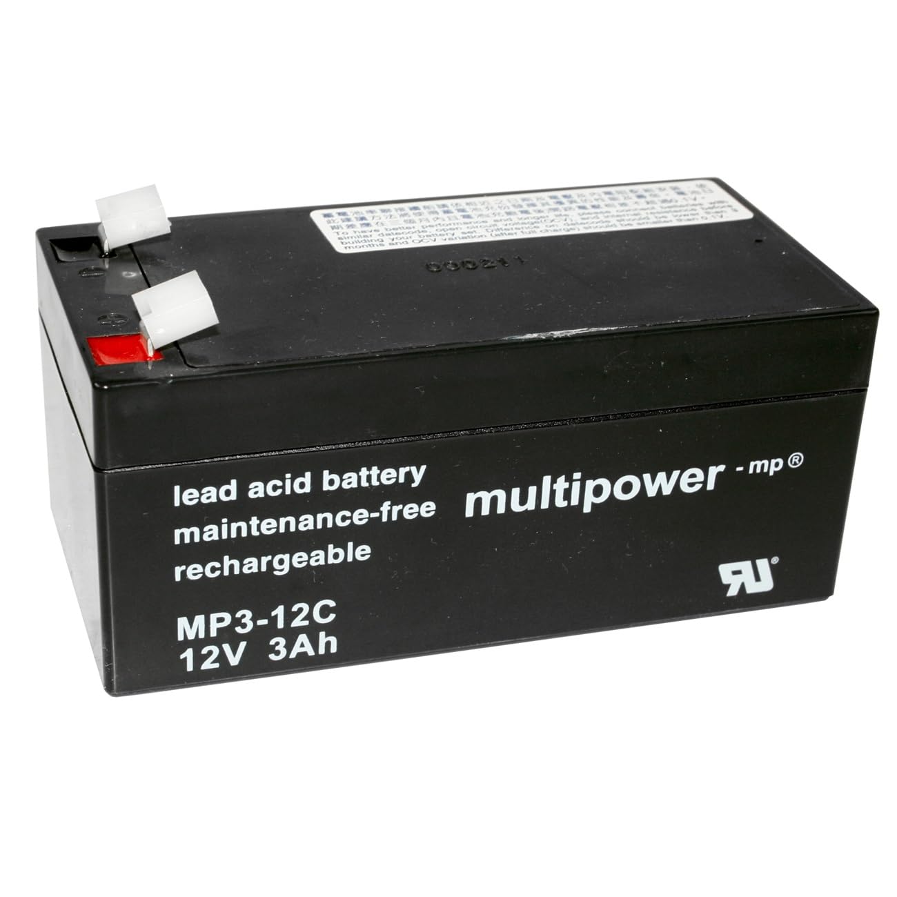 Multipower Blei-Akku MP3-12C Pb 12V / 3Ah Zyklenfest, Faston 6,3