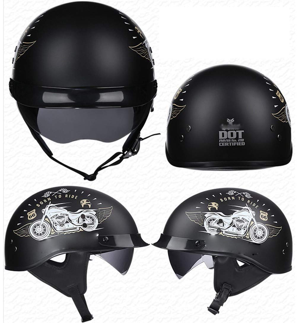 Casco Moto Jet Aperto DJCALA In ABS - Stile Retro Con Visiera - ECE Omologato - Leggero Per Uomini E Donne - 3
