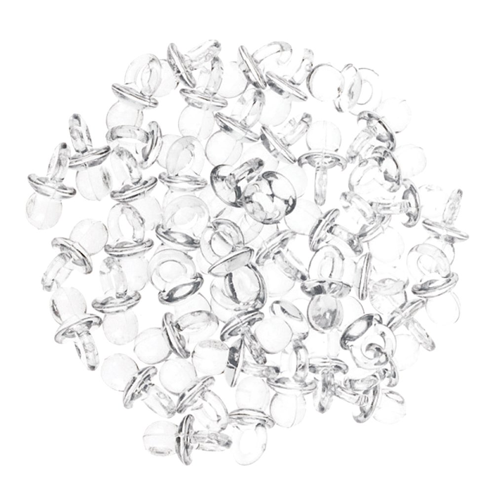 RoseSummer 100Pcs Clear Baby Shower Favors Mini Pacifiers Girl Boy Party Decorations