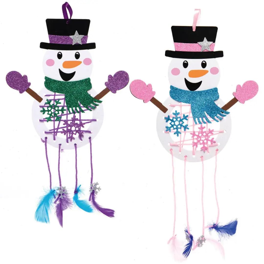 Baker Ross Schneemann Bastelset – 8-teiliges DIY Dekorationsset Für Kinder | Weihnachtsbasteln Ohne Kleber