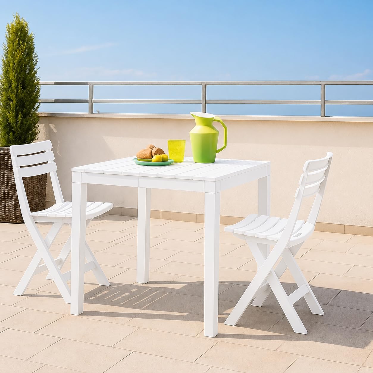 PALUPLUS Set 2 Sedie da Giardino Pieghevoli in Polipropilene, misura 41x44x78 cm, Sedia Richiudibile Senza Braccioli per Esterno ed Interno, Made in Italy -BIRK2739 (Bianco)